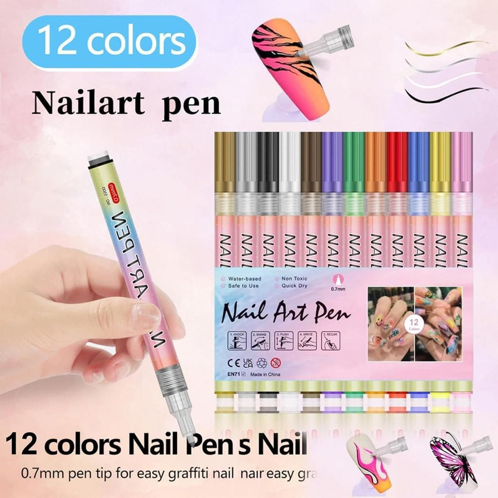 Nail Art Pen Set (12 Colors)