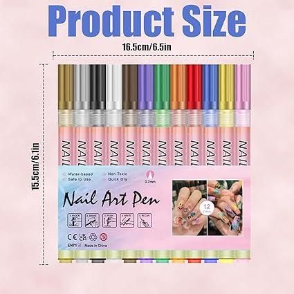 Nail Art Pen Set (12 Colors)